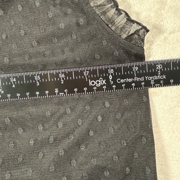 Kate Spade Blouse Womens Size Medium Black Camellia Embroidered Peplum Ruffle - Picture 9 of 13